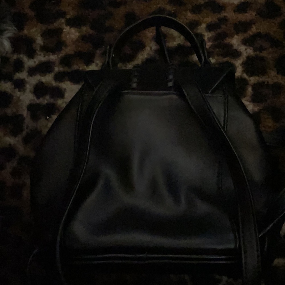 Black Pleather Backpack Purse - image 2